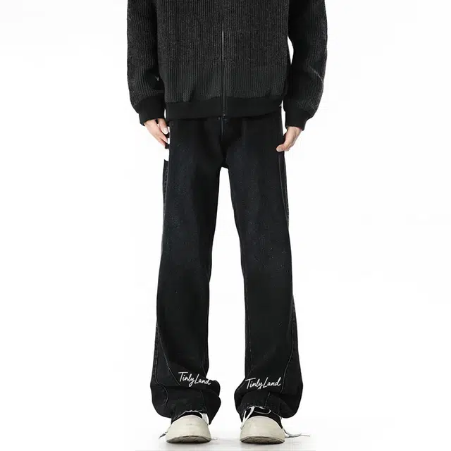 图兰朵 美式百搭宽松时尚直筒休闲长裤牛仔裤 男女同款