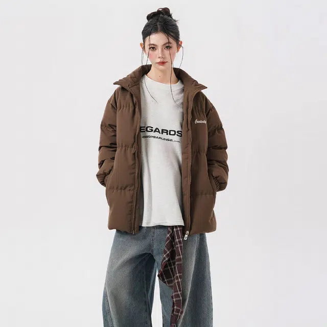 图兰朵 美式高街字母印花棉袄潮流百搭休闲宽松保暖外套棉服 男女同款