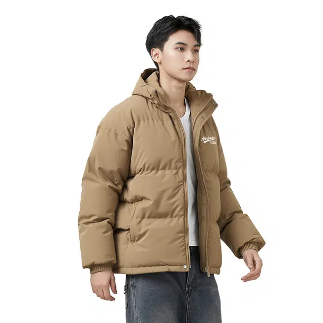 图兰朵 美式复古连帽加厚保暖舒简约字母印花适宽松百搭潮流高级感面包服外套棉服 男女同款