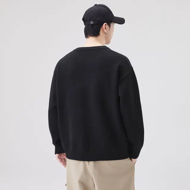 图兰朵 美式复古高级感简约经典亨利领中性套头宽松韩版慵懒风帅气针织衫休闲日常百搭舒适垂感保暖御寒通勤半开衫纽扣亲肤毛衣 男女同款