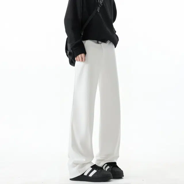 图兰朵 美式复古高街重工潮流痞帅阔腿弯刀裤高级感窄版设计中腰显高显瘦柔软舒适通勤垂感直筒微喇休闲裤 男女同款