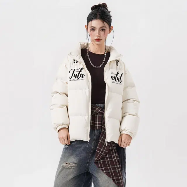 图兰朵 美式高街字母印花棉袄外套潮流百搭休闲宽松舒适保暖棉服 男女同款