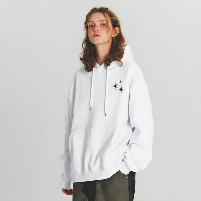 图兰朵 美式宽松休闲街头简约印花连帽落肩卫衣 男女同款