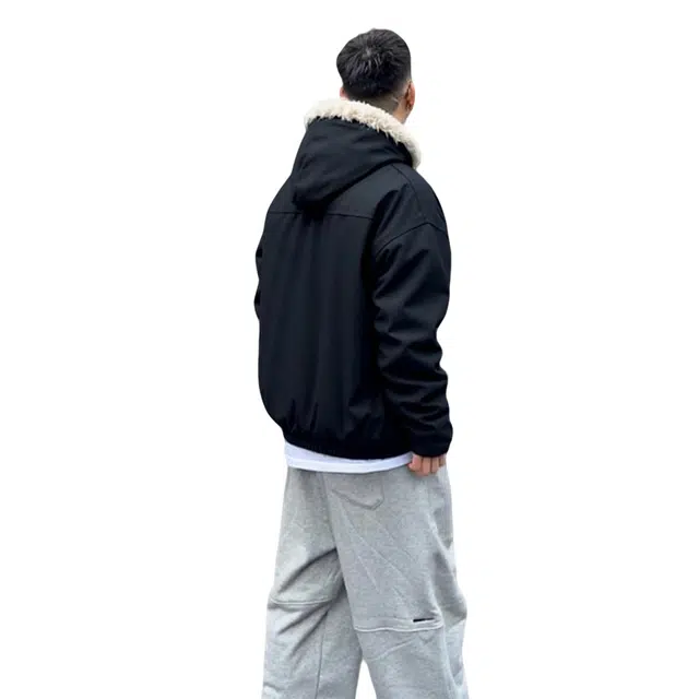 图兰朵 美式高街复古字母座山雕印花休闲运动宽松潮流百搭外穿加厚保暖舒适连帽外套棉服 男女同款