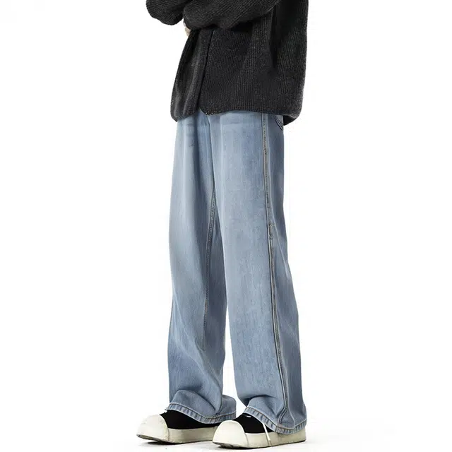 图兰朵 美式休闲时尚长裤直筒街头宽松百搭舒适牛仔裤 男女同款
