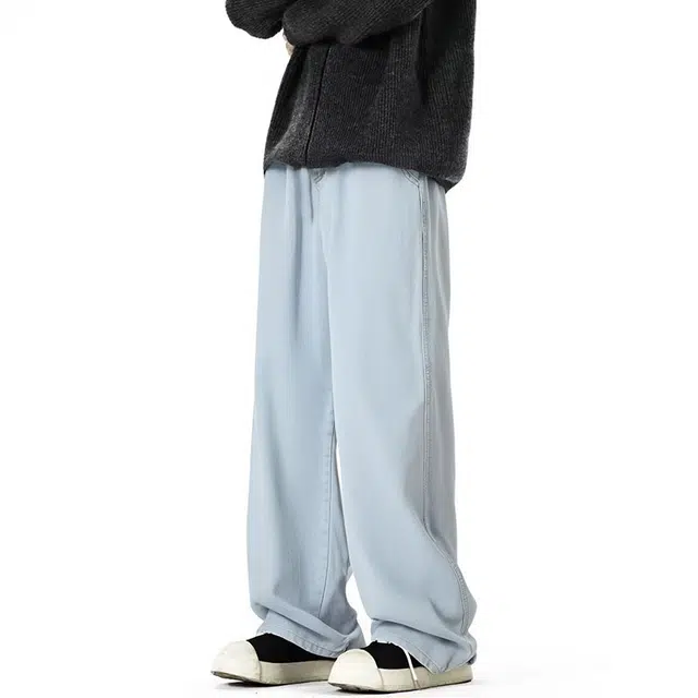 图兰朵 美式街头宽松休闲直筒时尚长裤百搭舒适牛仔裤 男女同款