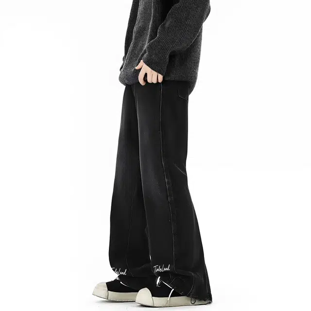 图兰朵 美式百搭宽松时尚直筒休闲长裤牛仔裤 男女同款