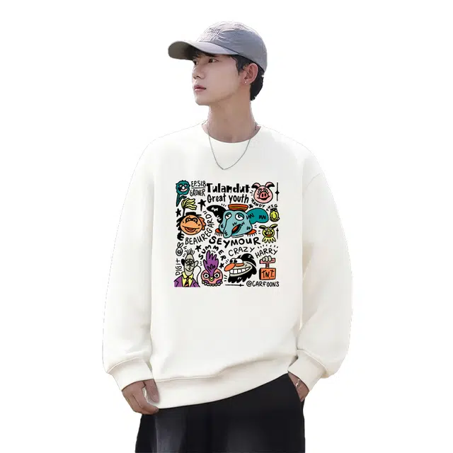 图兰朵 美式街头舒适印花圆领套头长袖时尚百搭宽松卫衣 男女同款