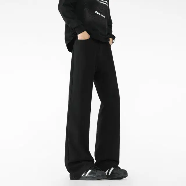 图兰朵 夏季薄款可选美式复古高街重工水洗做旧水泥灰潮流阔腿黄泥染弯刀裤高级感中腰显高柔软百搭废土风牛仔裤 男女同款