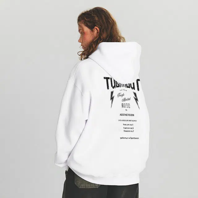 图兰朵 美式潮流高街字母印花宽松百搭重磅时尚情侣连帽卫衣 男女同款