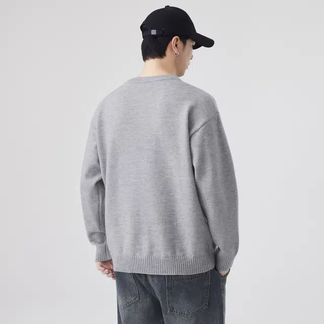 图兰朵 日系复古高级感简约经典亨利领中性套头宽松韩版慵懒风帅气针织衫休闲日常百搭舒适垂感保暖御寒通勤半开衫纽扣亲肤毛衣 男女同款