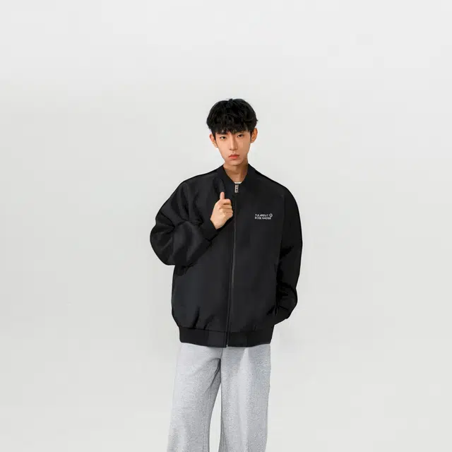图兰朵 夏季薄款美式复古棒球服高街宽松落肩飞行员男生外套工装拉链休闲运动外套百搭通勤山系户外舒适痞帅柔软亲肤通勤夹克 男女同款