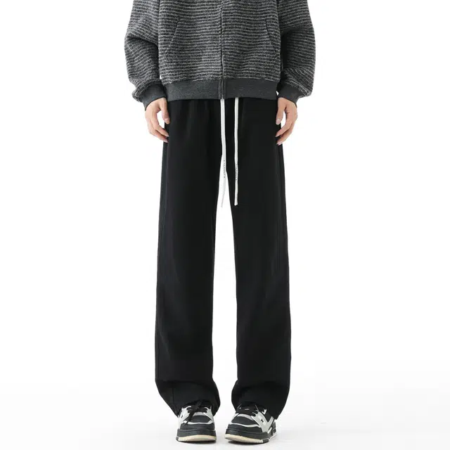 图兰朵 美式复古高街重工水洗废土风微喇系带弯刀裤做旧潮流痞帅高级中腰显高显瘦柔软舒适通勤百搭直筒牛仔裤 男女同款