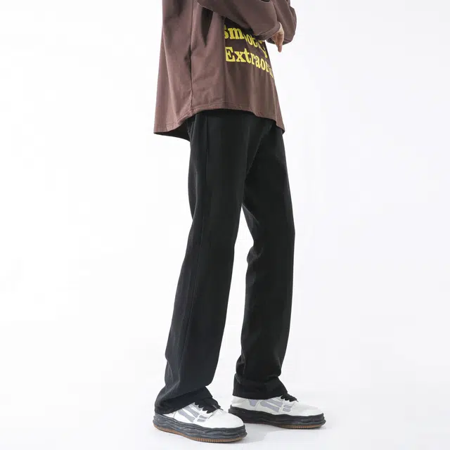 图兰朵 美式复古高街水洗做旧中腰舒适百搭通勤微喇弯刀牛仔裤 男女同款