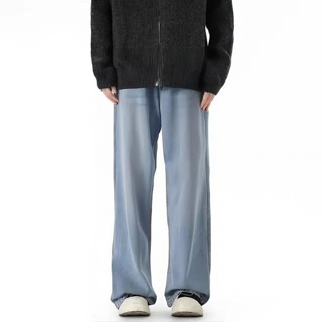 图兰朵 美式休闲时尚长裤直筒街头宽松百搭舒适牛仔裤 男女同款