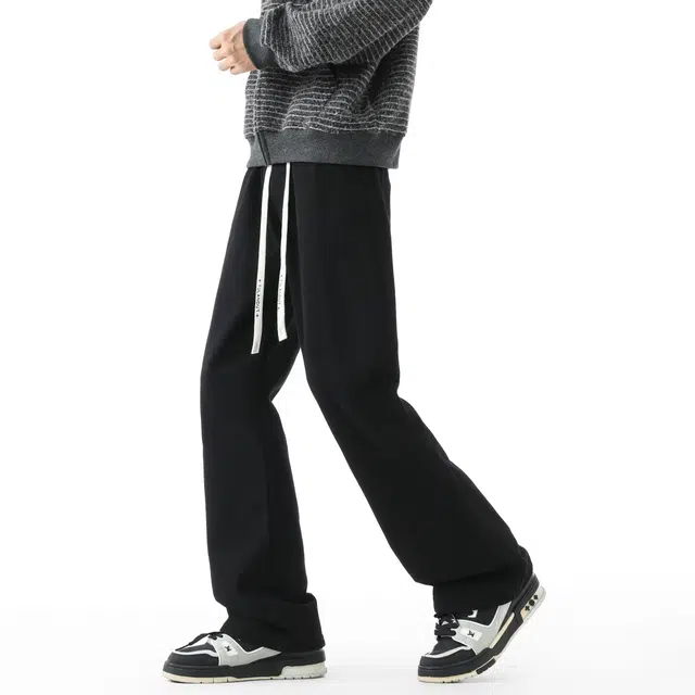 图兰朵 美式复古高街重工水洗废土风微喇系带弯刀裤做旧潮流痞帅高级中腰显高显瘦柔软舒适通勤百搭直筒牛仔裤 男女同款