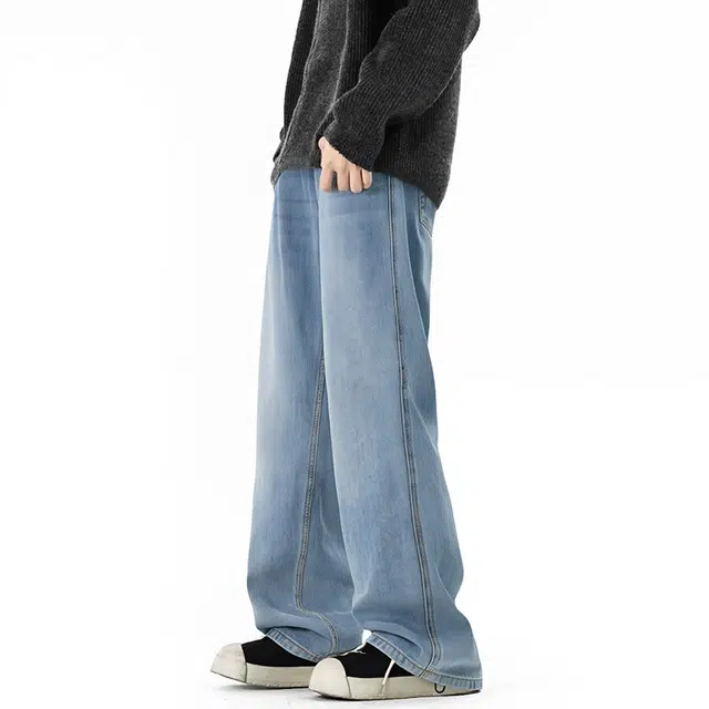 图兰朵 美式休闲时尚长裤直筒街头宽松百搭舒适牛仔裤 男女同款