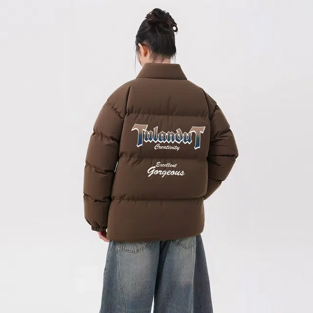 图兰朵 美式高街字母印花棉袄潮流百搭休闲宽松保暖外套棉服 男女同款