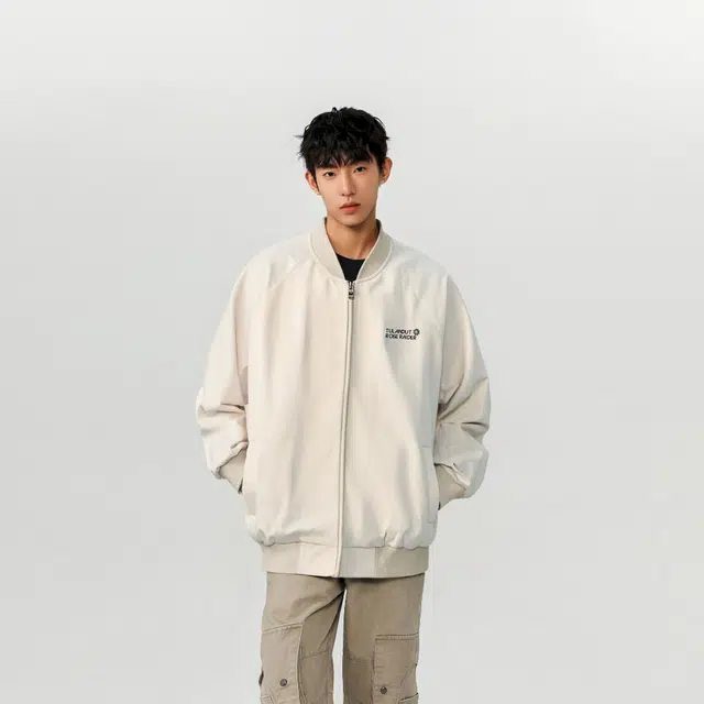 图兰朵 夏季薄款美式复古棒球服高街宽松落肩飞行员男生外套工装拉链休闲运动外套百搭通勤山系户外舒适痞帅柔软亲肤通勤夹克 男女同款