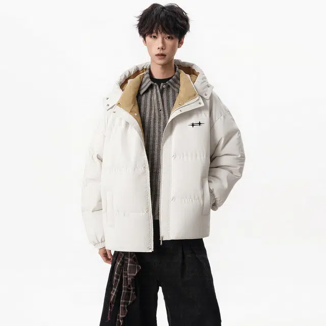 图兰朵 美式复古潮流拼接假两件舒适宽松休闲百搭保暖外套棉服 男女同款