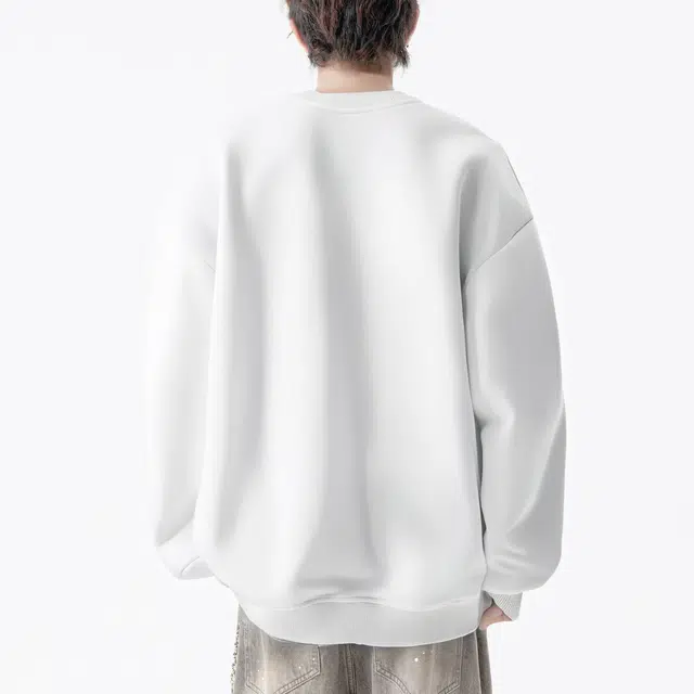 图兰朵 美式潮流创意基础款植物像素个性图案设计感宽松落肩通勤运动休闲百搭学院风长袖圆领套头舒适卫衣 男女同款