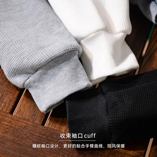 乱步 美式复古连帽华夫格开衫 拉链卫衣秋冬四条杠外套情侣装 男女同款