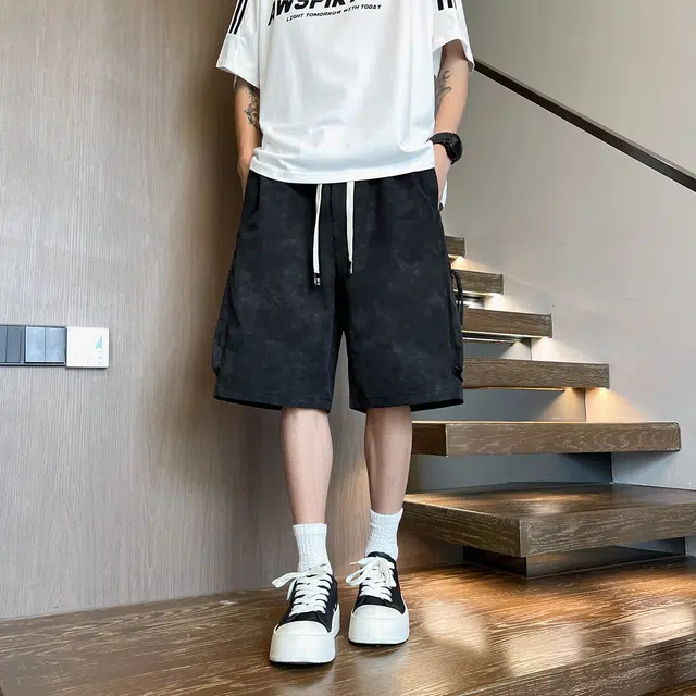 美式复古潮流扎染工装五分裤 设计感强且百搭舒适休闲短裤 男女同款