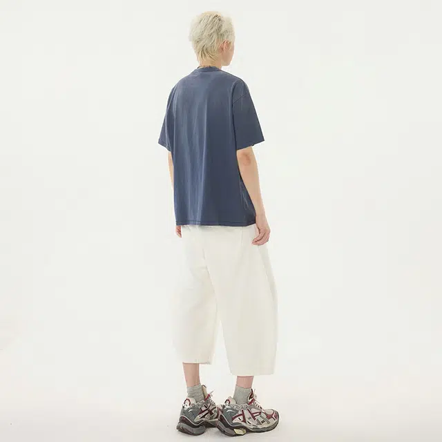 帝狼牛 高街纯色高级设计感结构宽松潮牌简约帅复古百搭七分休闲短裤 男女同款