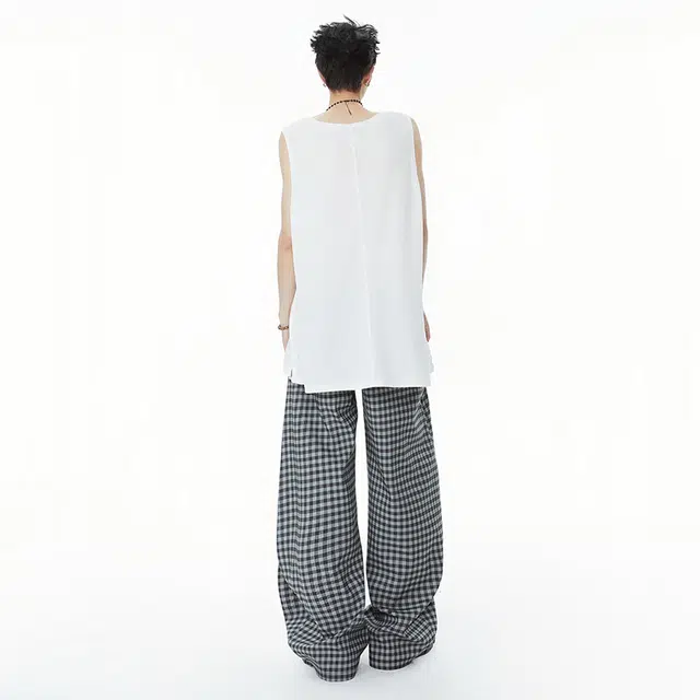 帝狼牛 复古日常时尚百搭格子慵懒垂感舒适亲肤弯刀休闲裤 男女同款