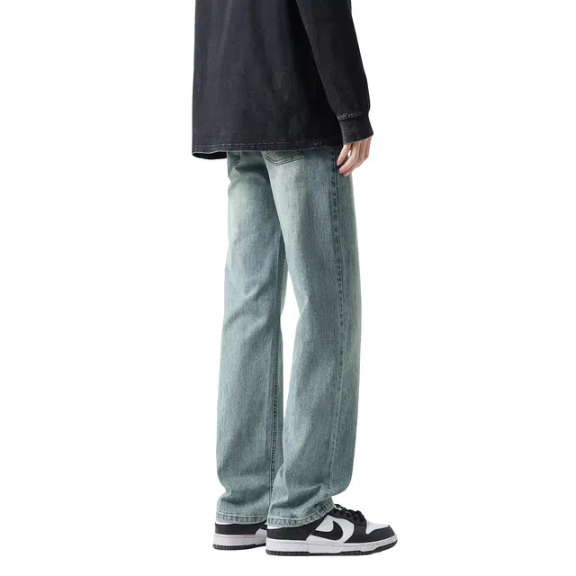 帝狼牛 美式高街复古水洗渐变基础款简约宽松舒适柔软百搭休闲垂感直筒牛仔裤 男女同款