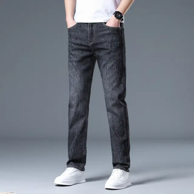 帝狼牛 美式长裤修身直筒弹力休闲水洗百搭牛仔裤 男女同款