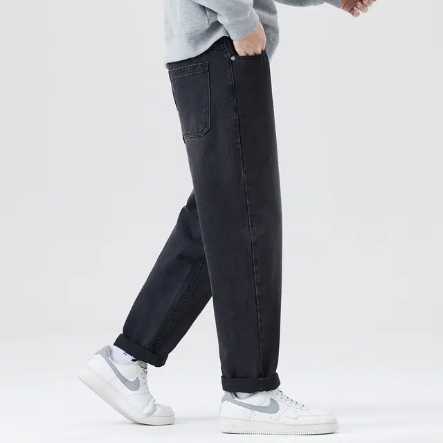 帝狼牛 复古水洗做旧宽松直筒美式潮牌高街风时尚百搭帅气潮流休闲牛仔裤 男女同款