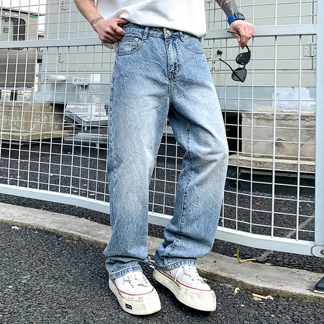帝狼牛 美式潮牌复古舒适提花高级感百搭直筒休闲牛仔裤 男女同款