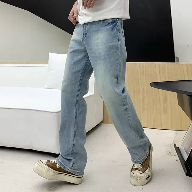帝狼牛 美式潮流舒适磨白做旧宽松磨破百搭高级感牛仔裤 男女同款