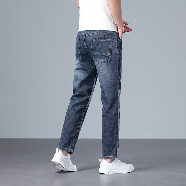 帝狼牛 潮流直筒舒适显瘦弹力合体宽松商务休闲九分时尚百搭牛仔裤 男女同款
