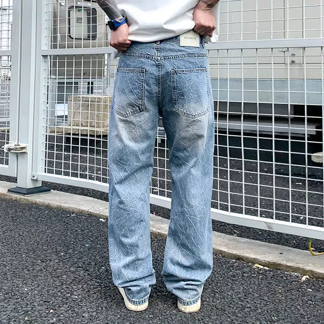 帝狼牛 美式潮牌复古舒适提花高级感百搭直筒休闲牛仔裤 男女同款