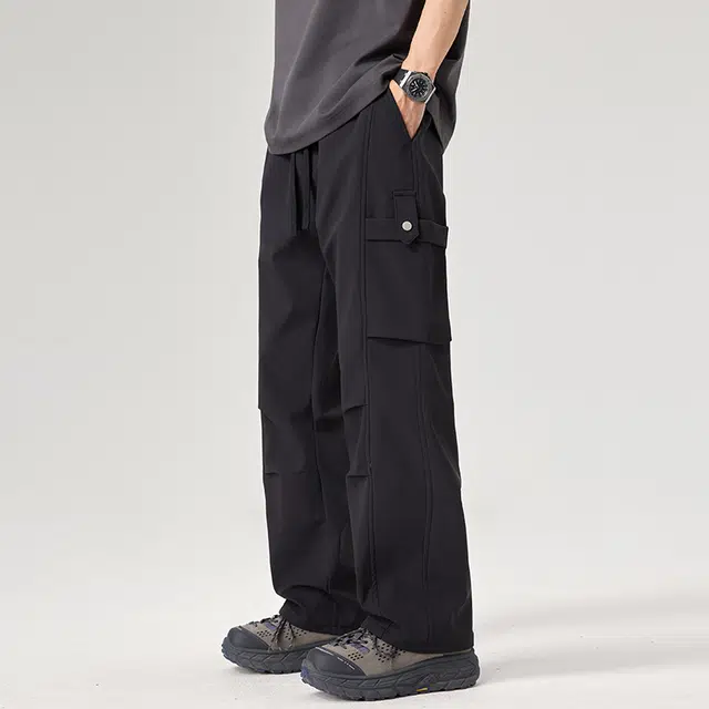 帝狼牛 美式纯色基础款宽松垂感时尚舒适百搭潮流工装休闲裤 男女同款