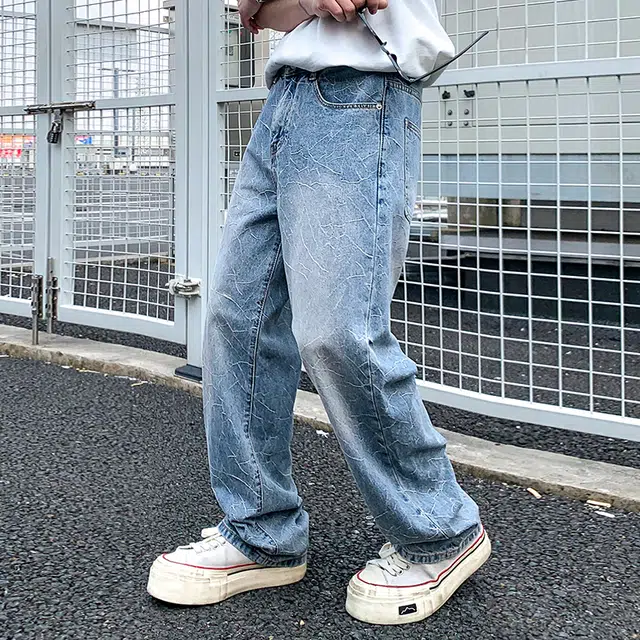 帝狼牛 美式潮牌复古舒适提花高级感百搭直筒休闲牛仔裤 男女同款