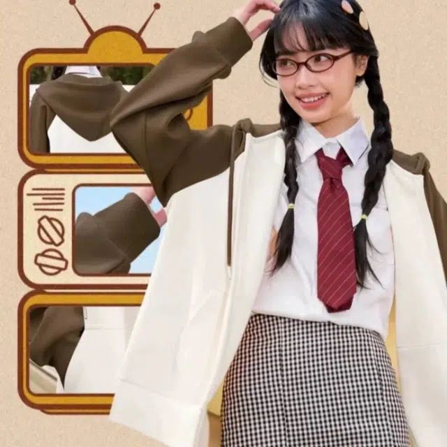 棉基因 活力撞色开衫外套连帽卫衣 女款