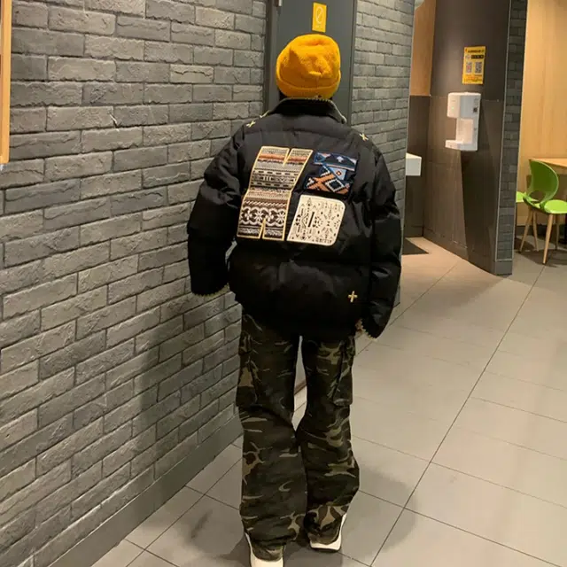 棉基因 潮流美式撞色编织重工刺绣小众设计面包服宽松情侣款学院风保暖防寒加厚立领棉衣外套舒适百搭棉服 男女同款