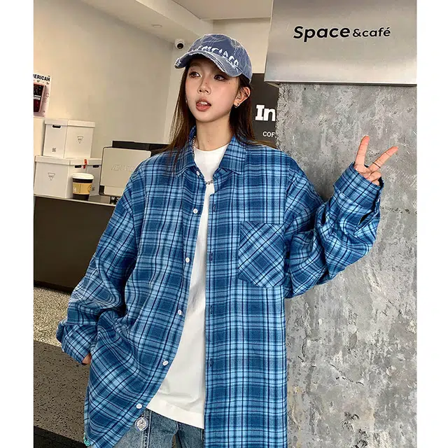 新世家族 格子设计百搭外套长袖衬衫 女款