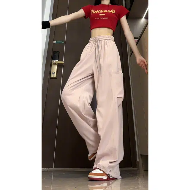 新世家族 时尚设计宽松舒适百搭简约纯色冰丝材质高街风格休闲裤 女款