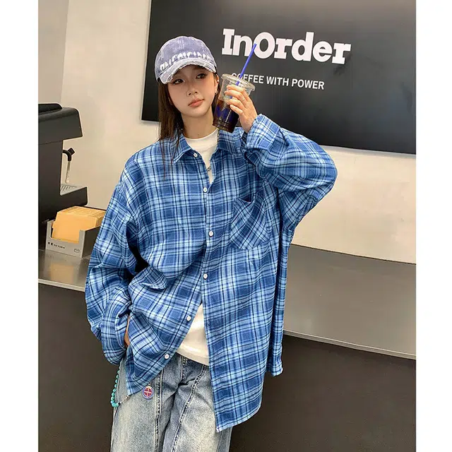 新世家族 格子设计百搭外套长袖衬衫 女款