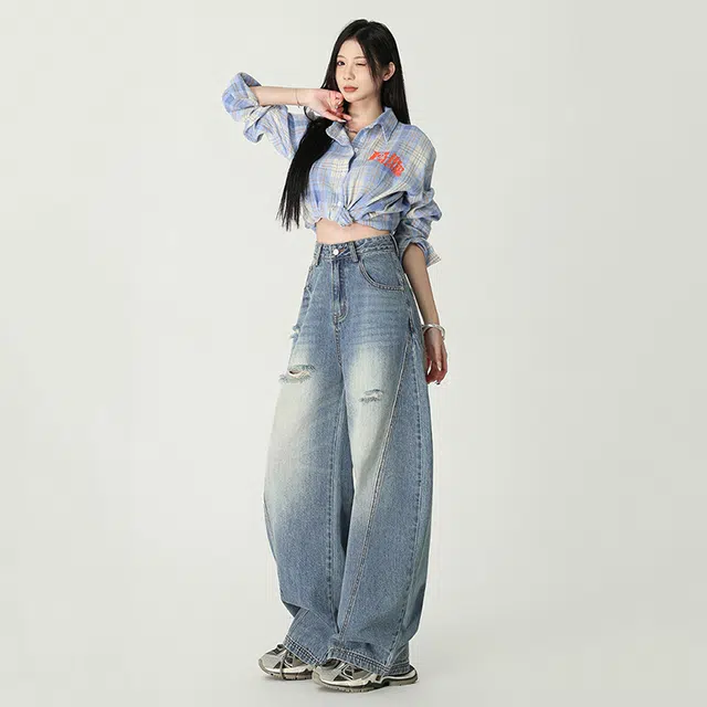 新世家族 气质百搭时尚休闲宽松牛仔裤 女款