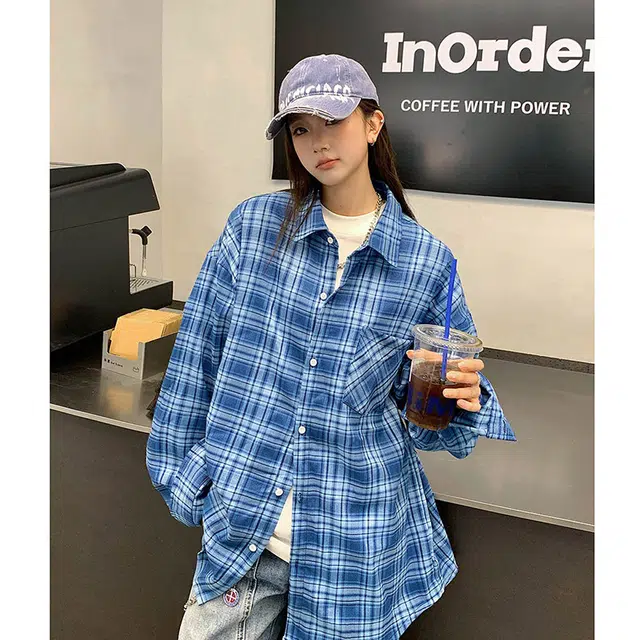 新世家族 格子设计百搭外套长袖衬衫 女款
