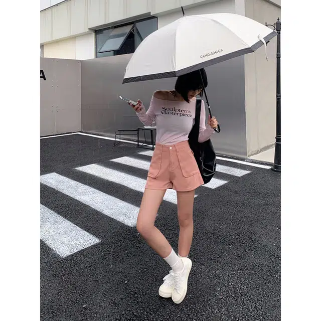 新世家族 休闲工装裤时尚高腰显瘦热裤百搭舒适牛仔短裤 女款