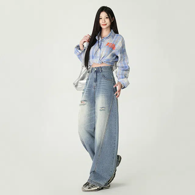 新世家族 气质百搭时尚休闲宽松牛仔裤 女款