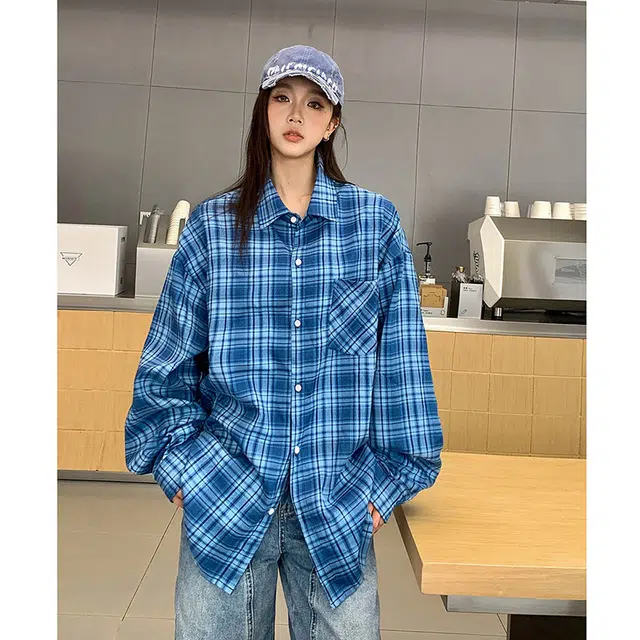 新世家族 格子设计百搭外套长袖衬衫 女款