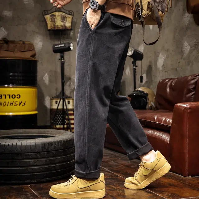 路杰邦 高端裤男秋季美式潮牌宽松直筒时尚百搭基础百搭锥形工装裤休闲裤 男款