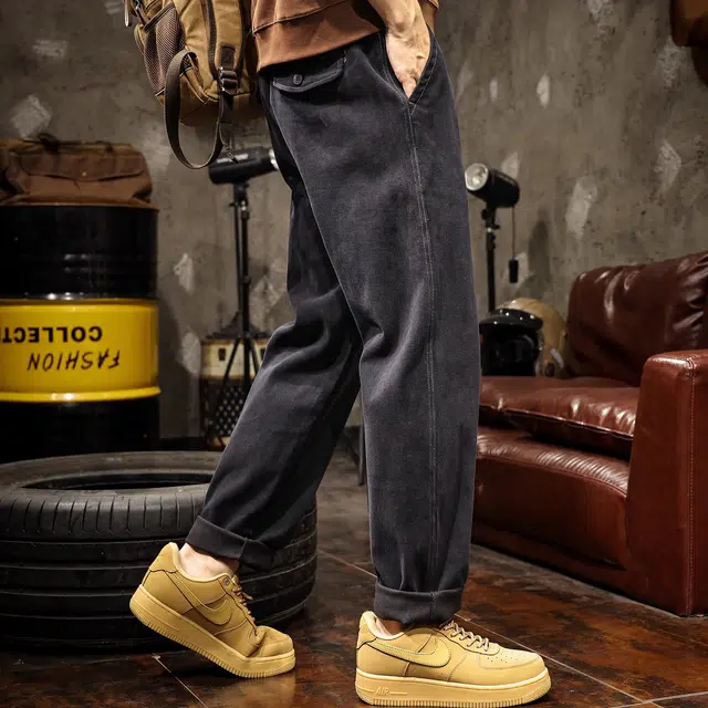 路杰邦 高端裤男秋季美式潮牌宽松直筒时尚百搭基础百搭锥形工装裤休闲裤 男款